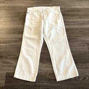 Rare Vintage RRL Ralph Lauren White Cotton Side Buckle Capri Utility Pants Sz 10